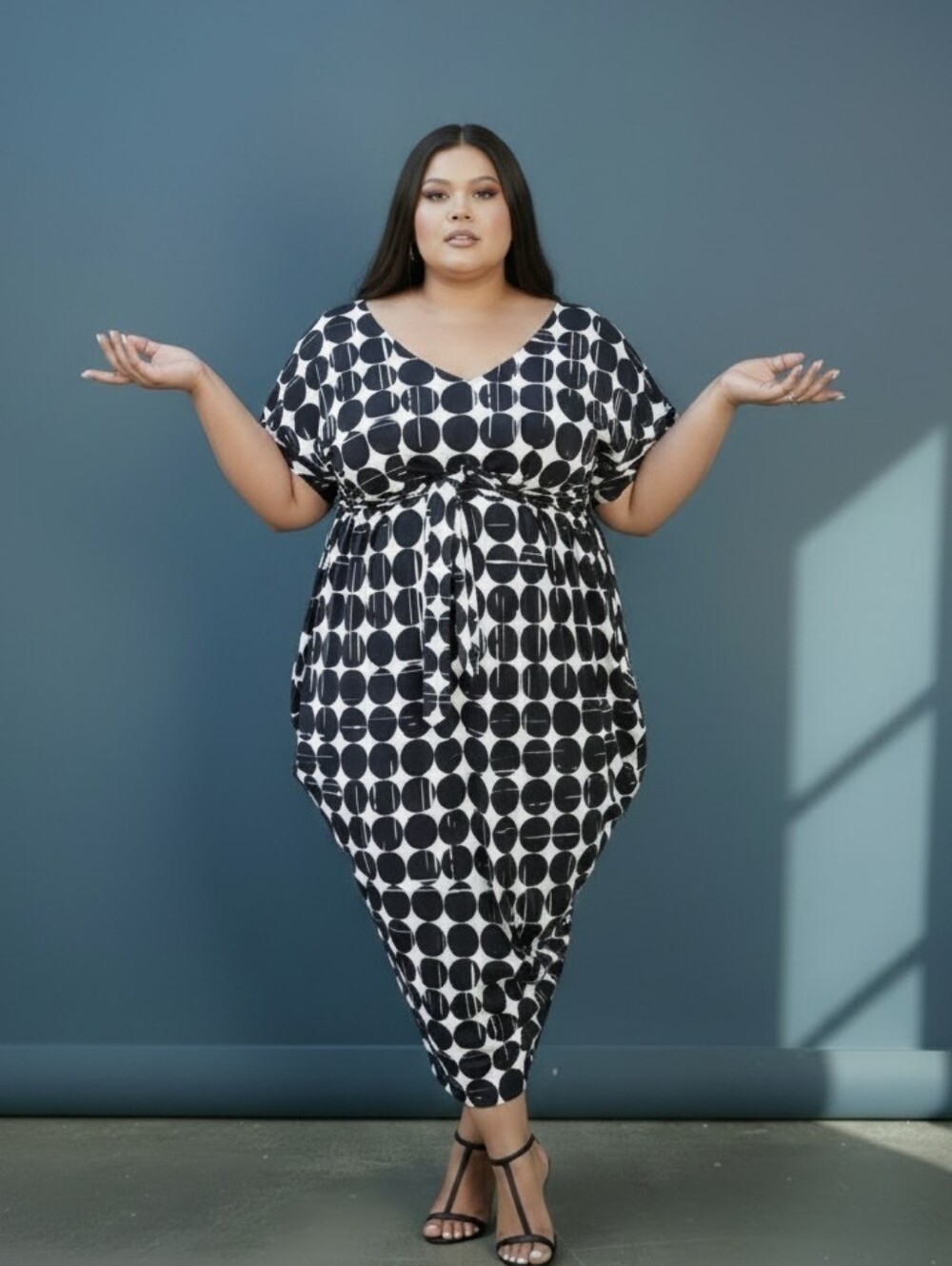 JIBRI Black & White Geometric Maxi Dress – sz 3